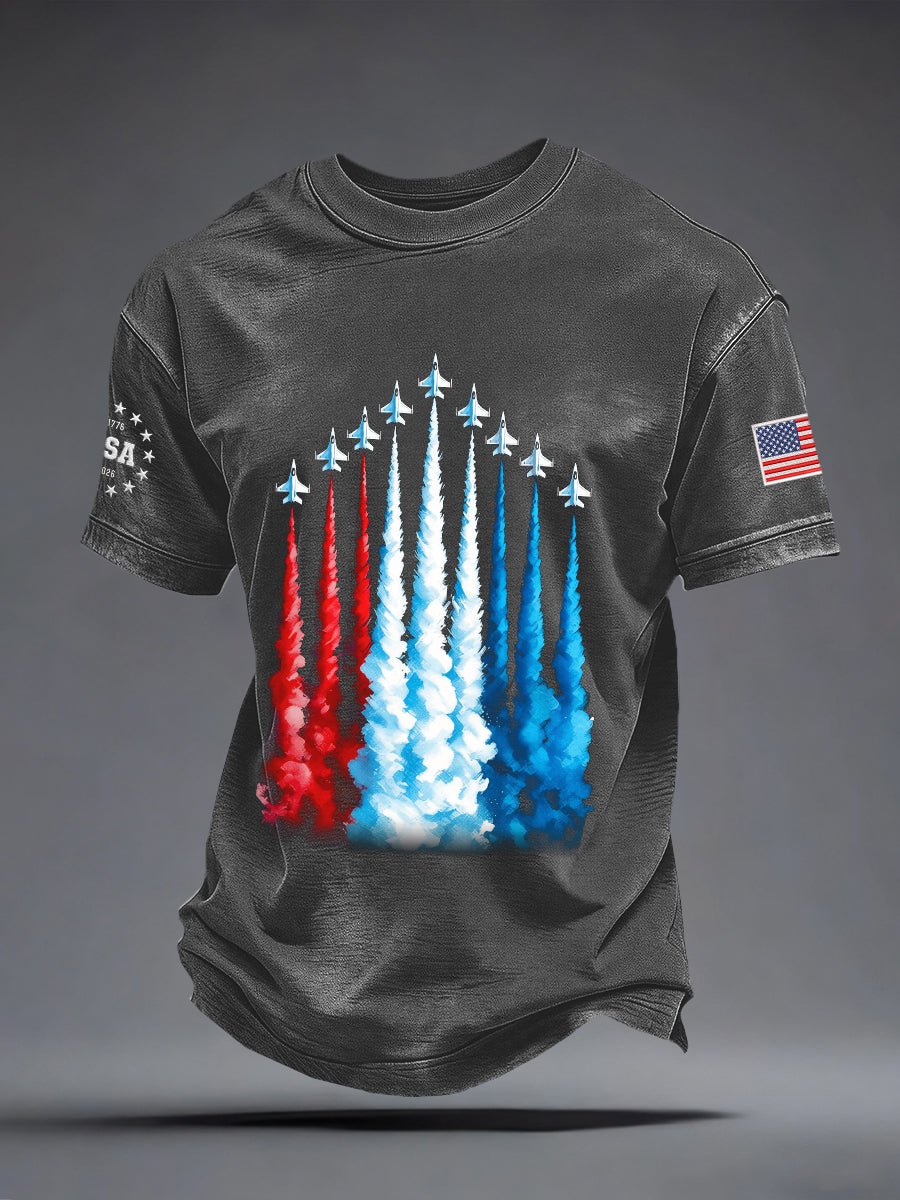 Men's US 250 – Red, White & Blue Sky Tribute Print Casual T-Shirt