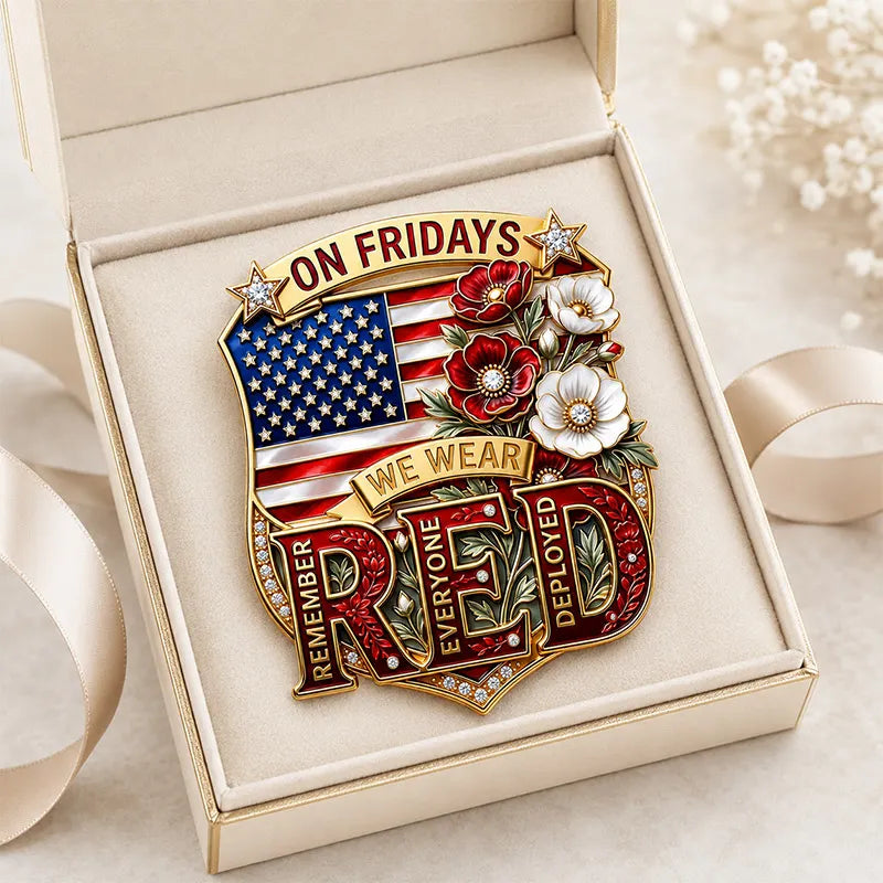 "R.E.D. Friday" Military Tribute Enamel and Diamond-Accented Brooch