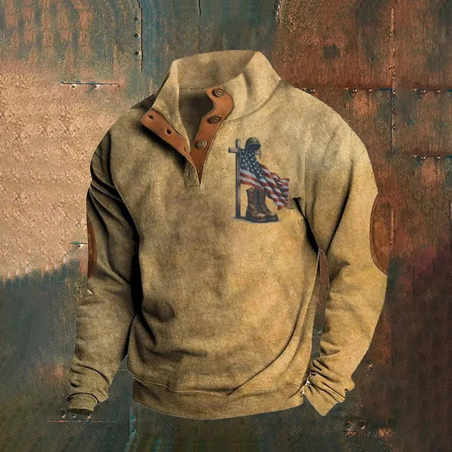 Men's Aintage Faith Veteran Flag Print Sweatshirt