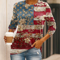 US 250th Anniversary Women's Retro Floral Flag Art Print Casual Sweatshirt