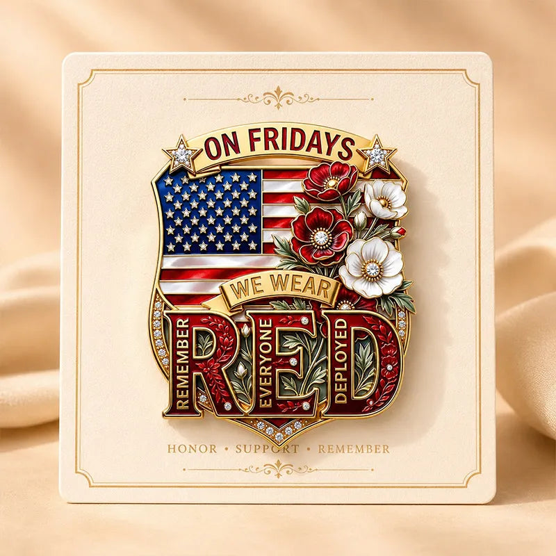 "R.E.D. Friday" Military Tribute Enamel and Diamond-Accented Brooch