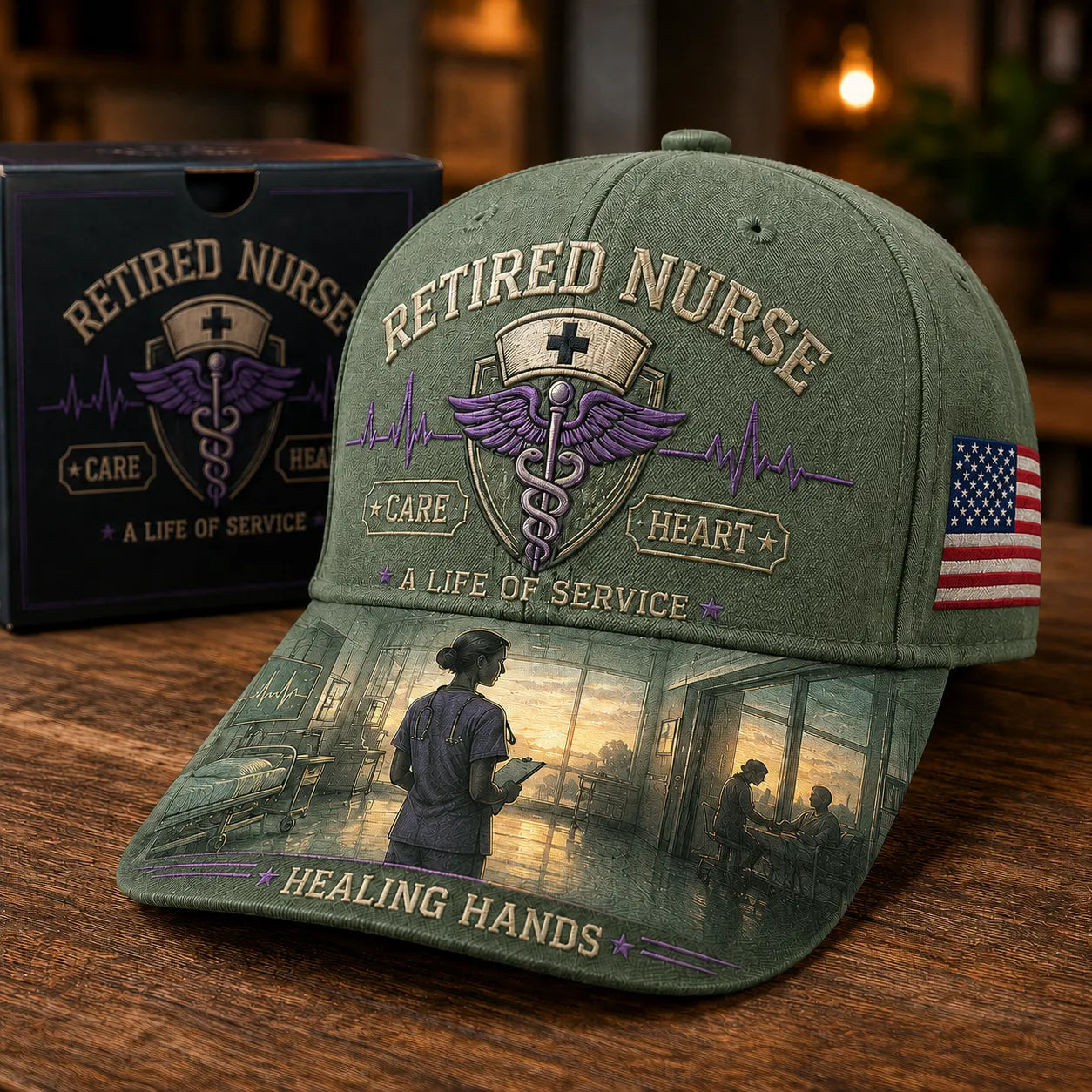 Retired Nurse Healing Hands Commemorative Cap