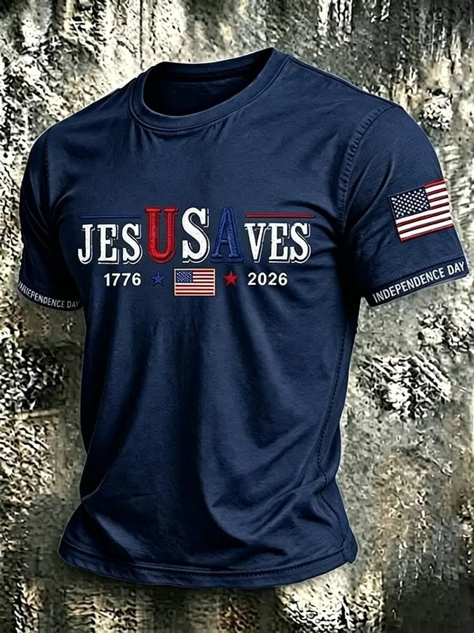 Men's USA 1776-2026 Freedom Faith Printed  Shirt