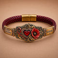 Vintage Red Heart & Poppy Bracelet