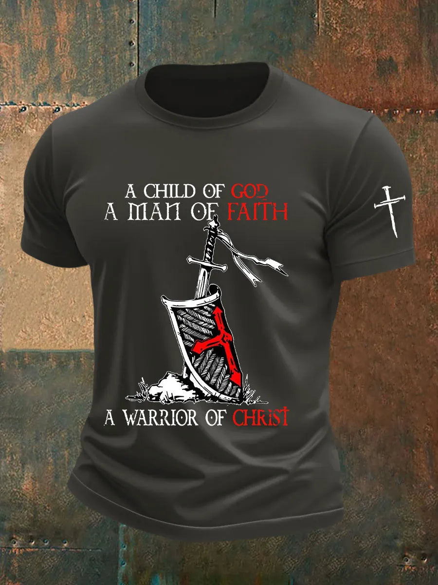 Men's A Man Of Faith Printed Casual T-shirt
