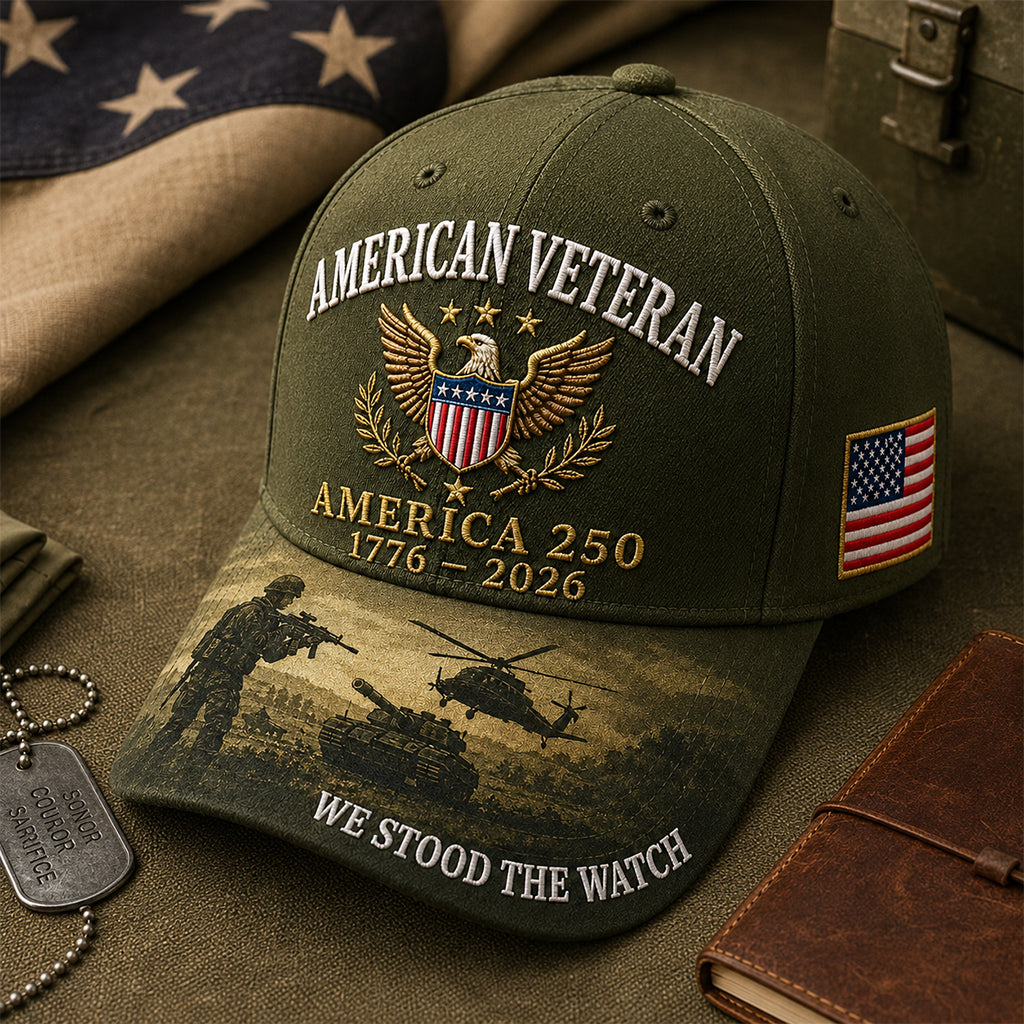 250 Years of Freedom Veteran Cap – Patriotic Eagle Embroidered America 250 Hat