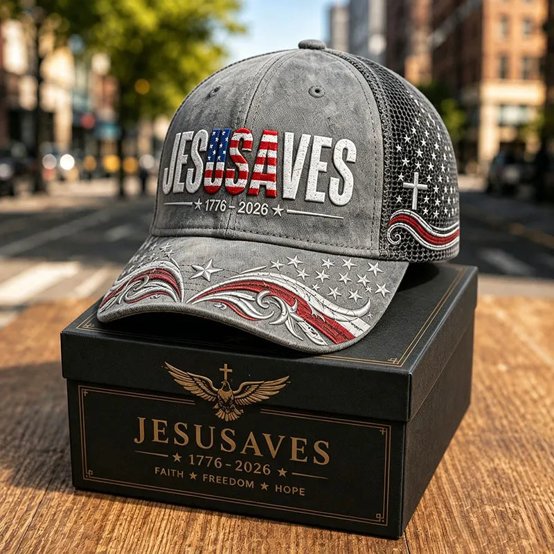 Jesus Saves Patriotic Mesh Baseball Cap