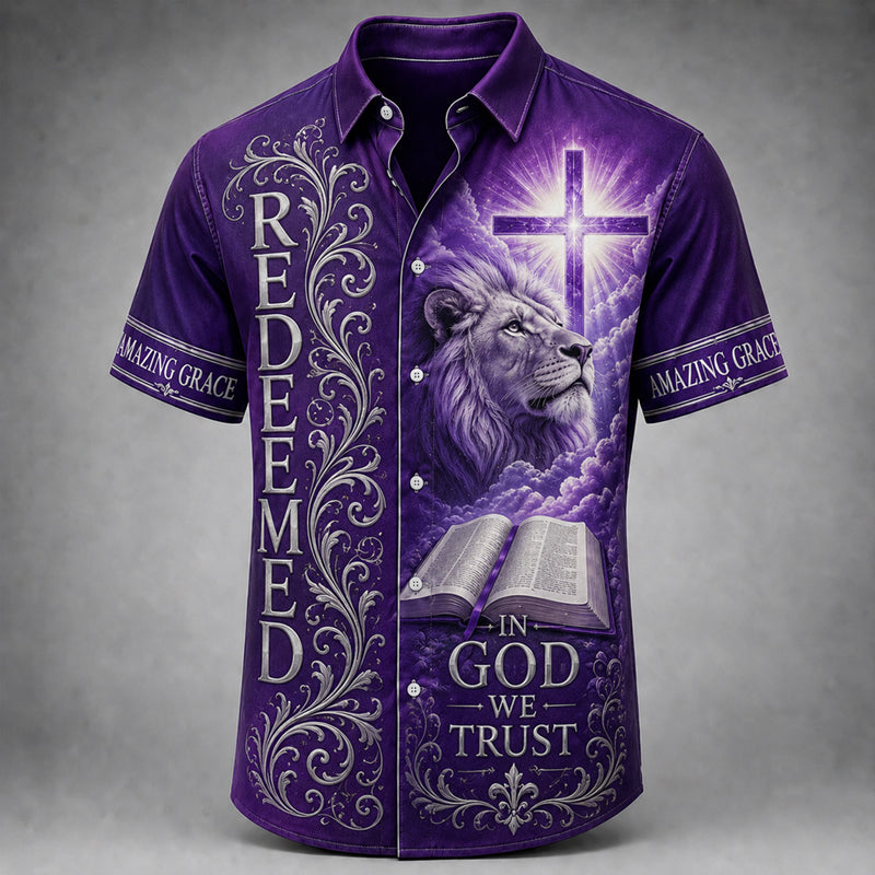 Men's Religious Faith Cross Printed Casual Shirt