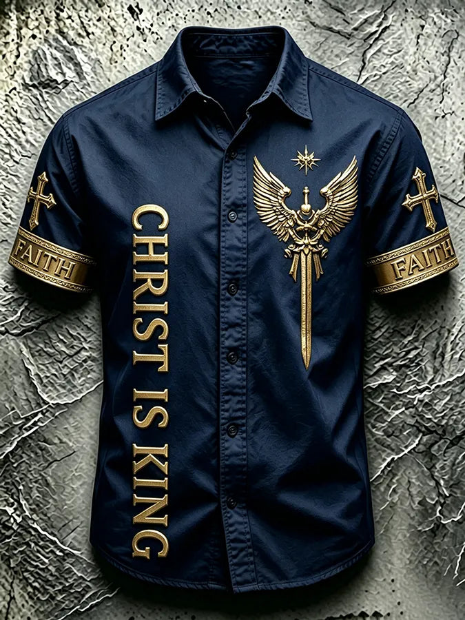 Men's Faith Cross Printed Casual Shirt