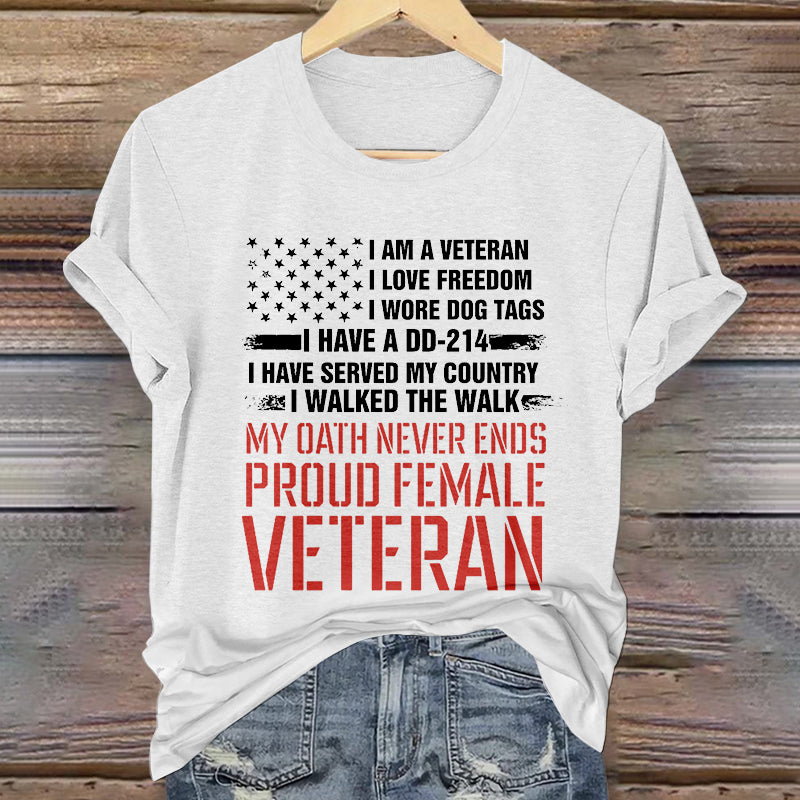 Women's Proud Female Veteran Casual T-Shirt