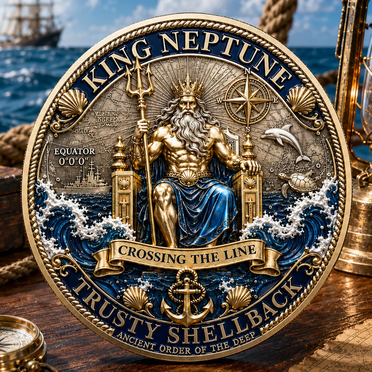 King Neptune  Crossing the Line  Commemorative Metal Medal