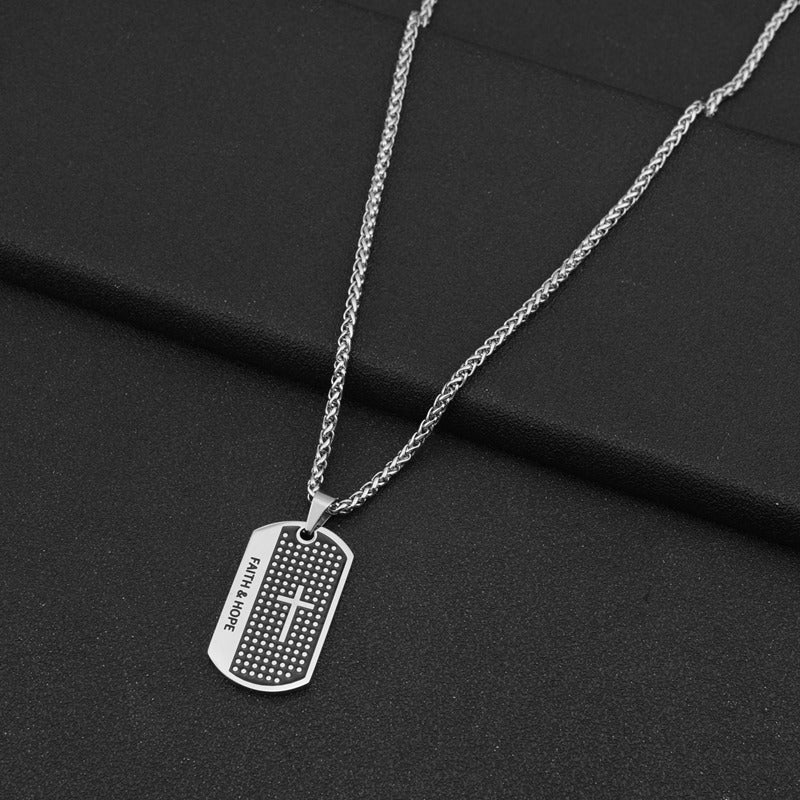 Men's Faith & Hope Printed Cross Military Brand Necklace