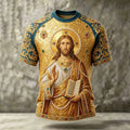 Men's Religious Jesus Art Print Casual T-Shirt