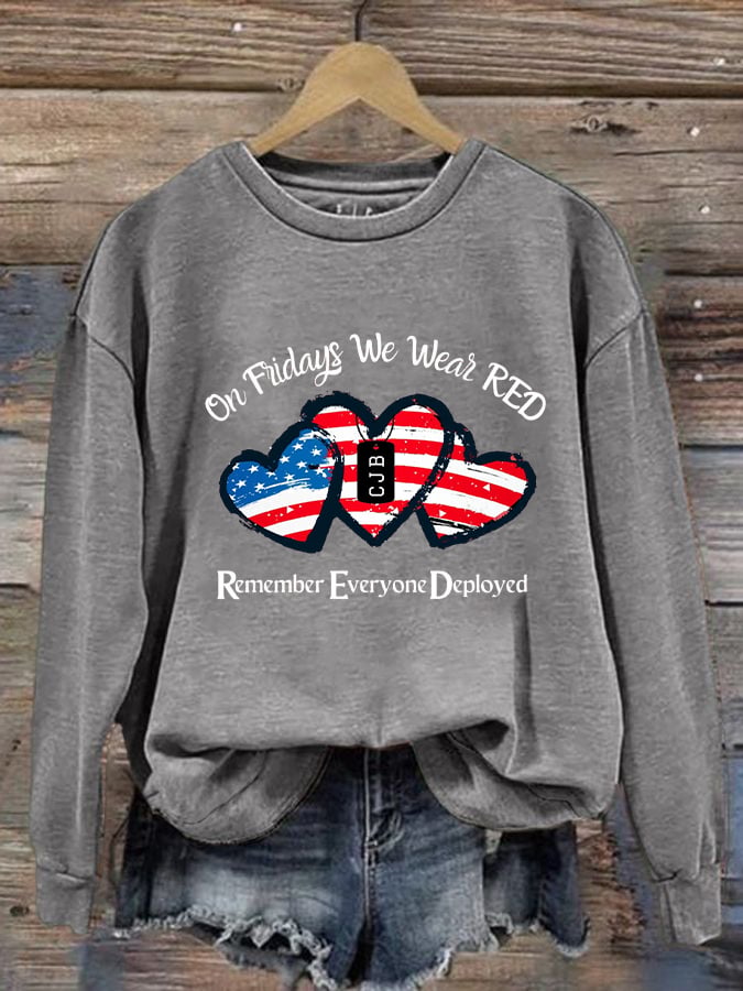 Women's On Fridays We Wear RED Printed Sweatshirt