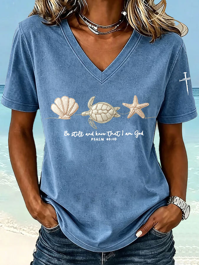 Women'S Faith Cross Printed Casual T-Shirt