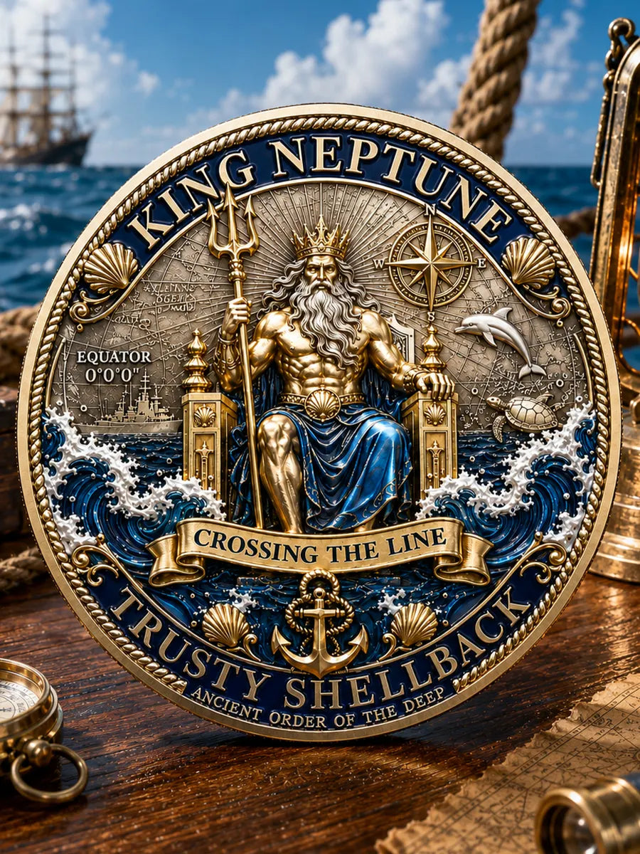King Neptune  Crossing the Line  Commemorative Metal Medal