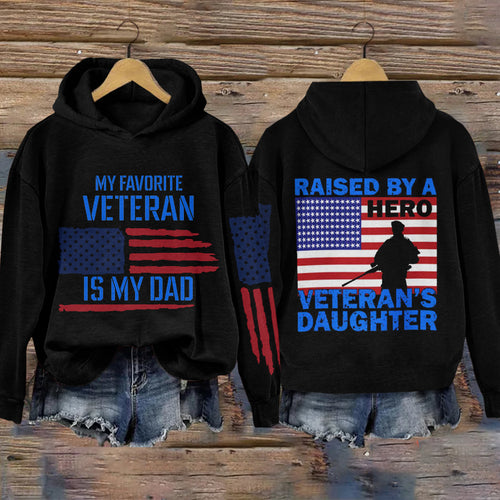 Daughter Of Veteran Printed Cozy Hoodies