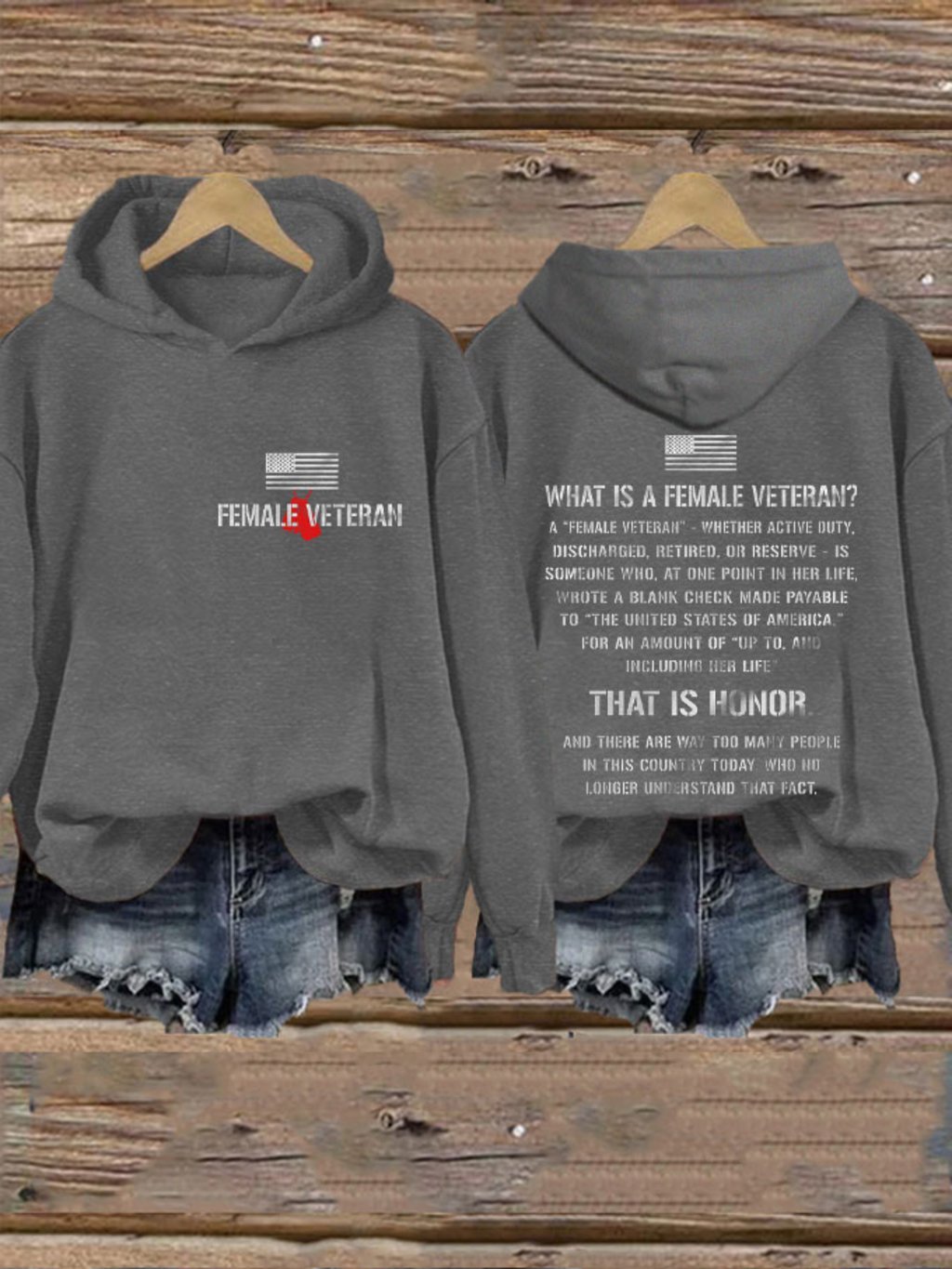Women's Female Honor Veterans Day Printed Sweatshirt