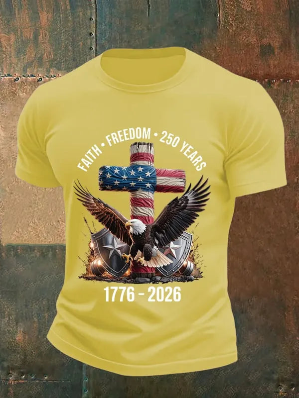 Men's  Faith-Freedom-Legacy 250 years strong Print T-Shirt