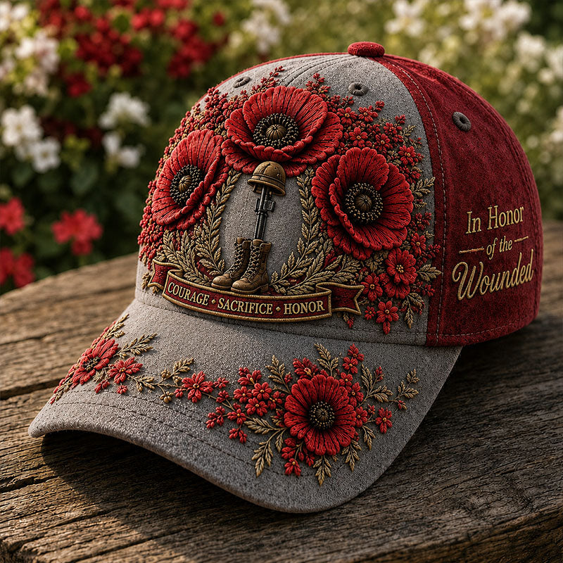 In Honor of the Wounded Red Poppy Baseball Cap