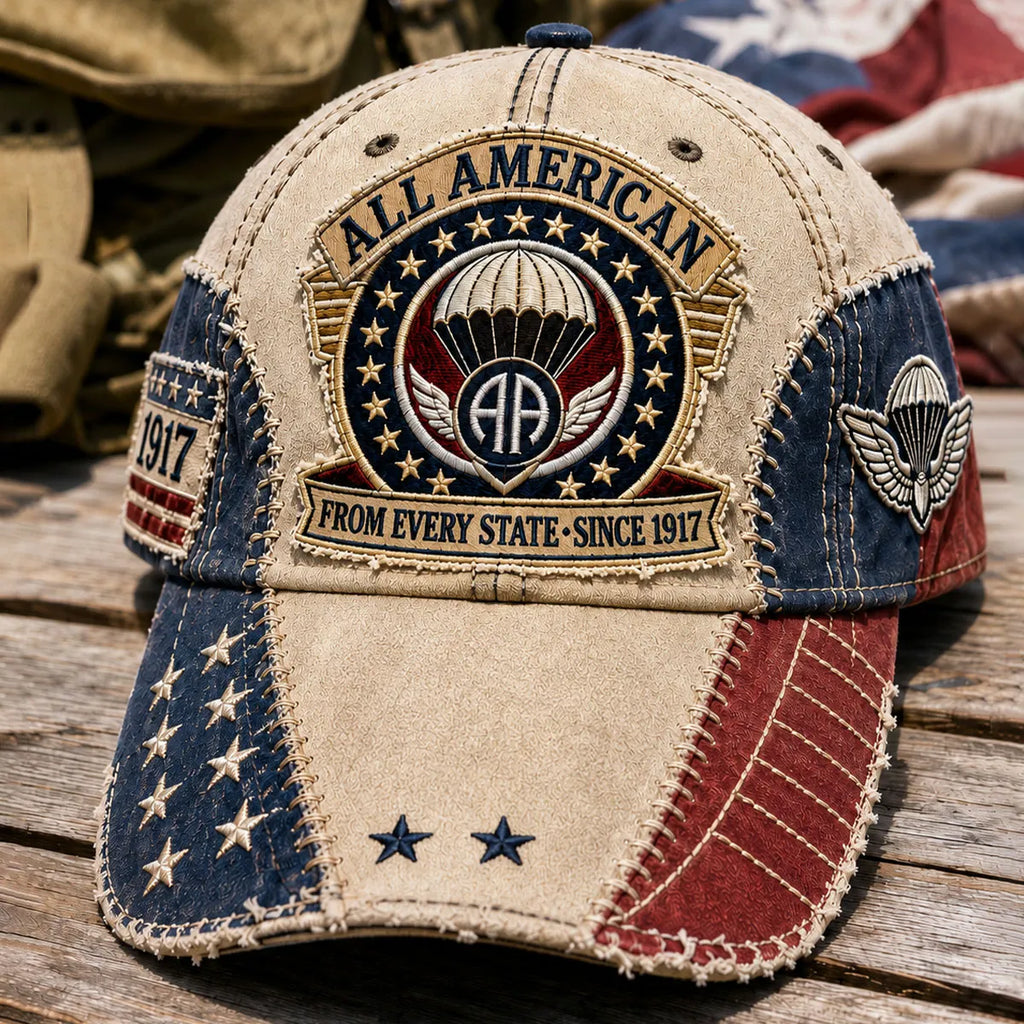 Vintage-style Veteran Print Casual Hat