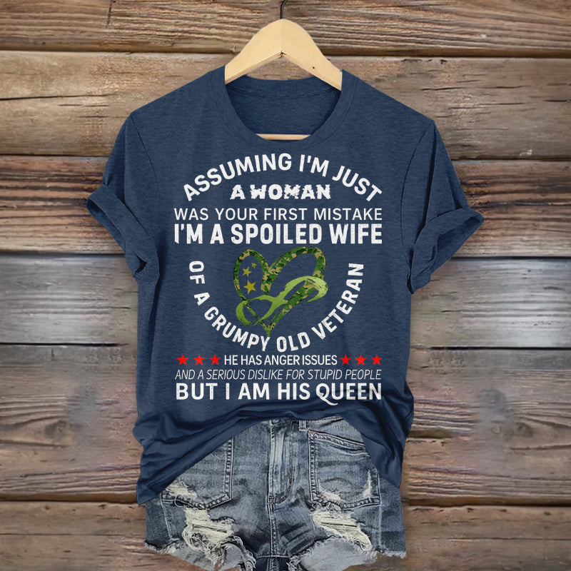 Women's Veteran Casual Printed T-shirt