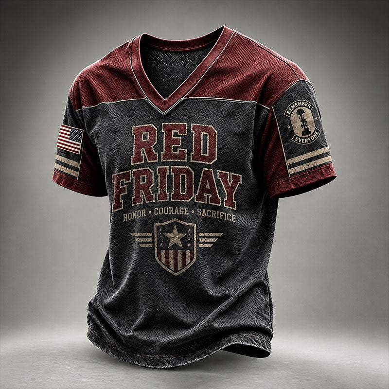 Red Friday Honor Shield V-Neck Jersey