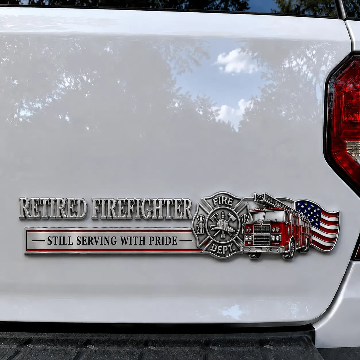 Retired Firefighter Pride Badge Decal â€“ â€ ̃Still Serving With Prideâ€TM Truck & Car Emblem