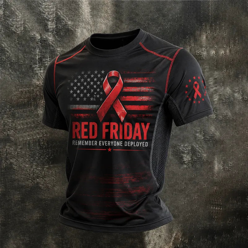Men's Retro RED FRIDAY Art Print Casual T-Shirt