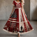 Red Friday Art Print V-neck Maxi Dress
