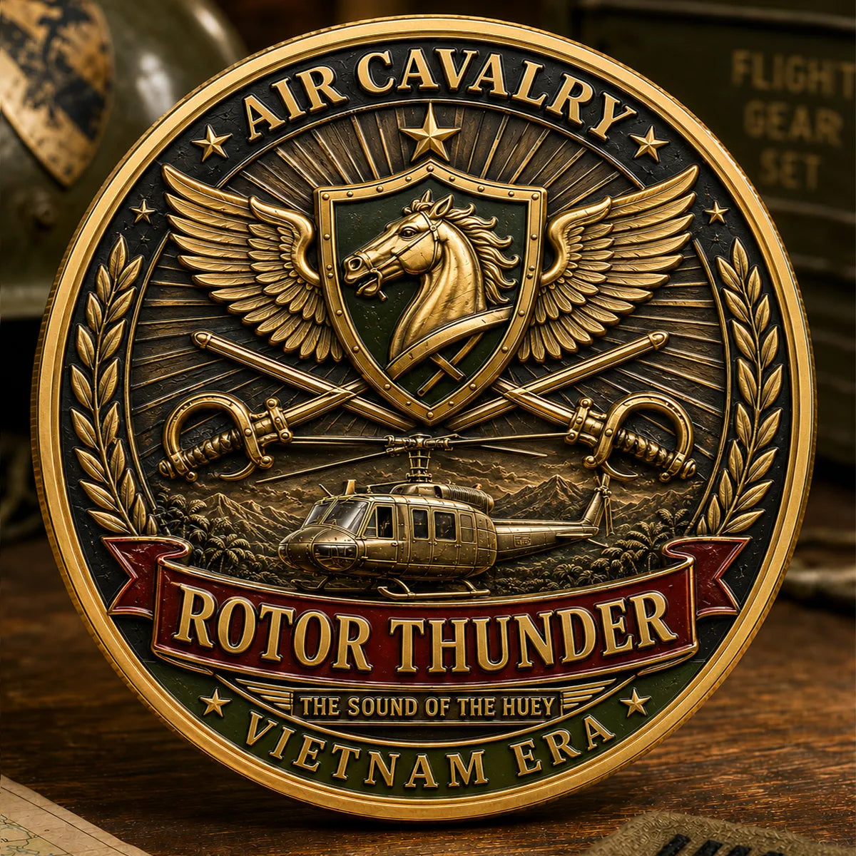 Air Cavalry “Rotor Thunder” Vietnam Era Commemorative Metal Medal