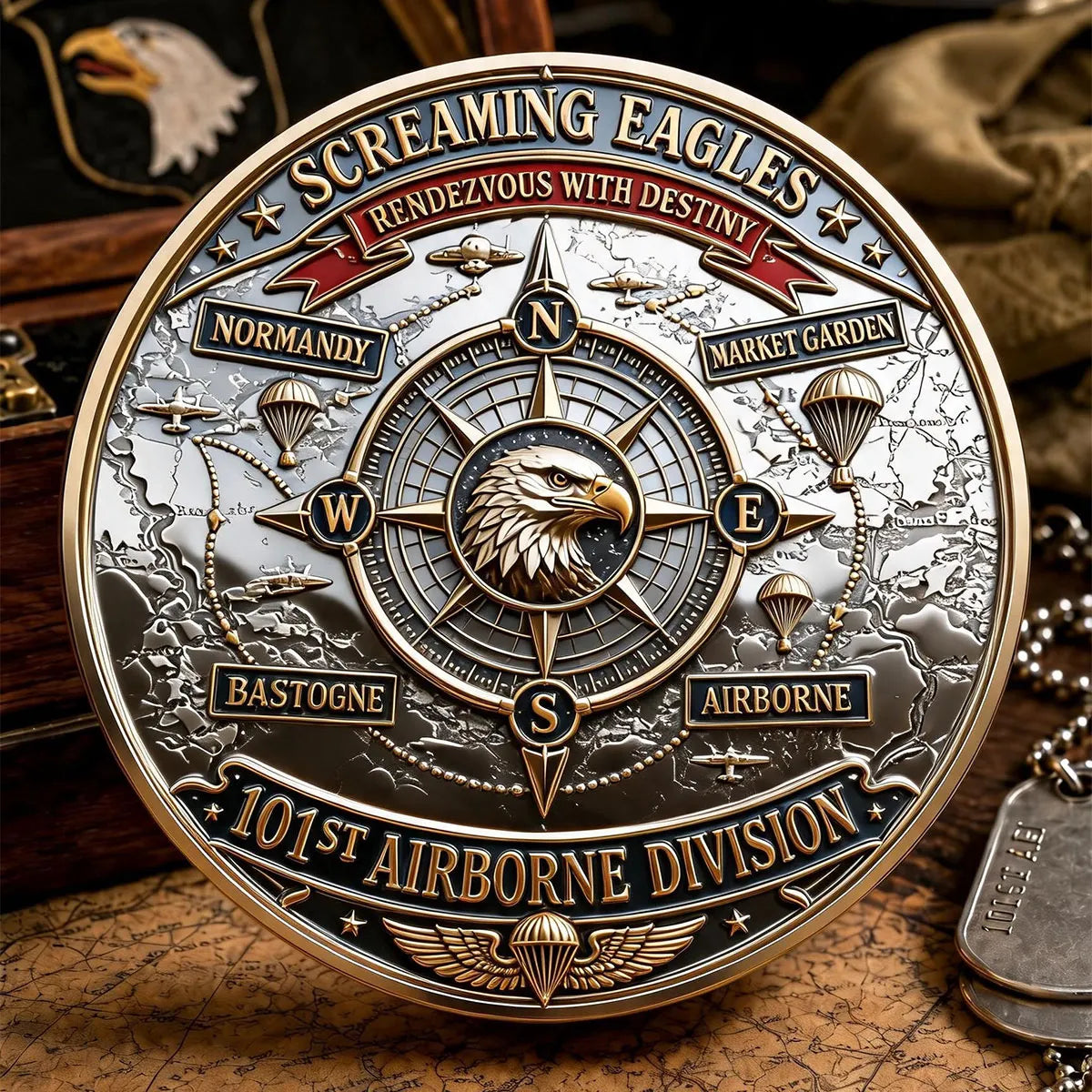 Screaming Eagles 101st Airborne Division Commemorative Metal Medal