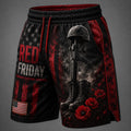 Red Friday American-Style Graphic Print Athletic Casual Shorts