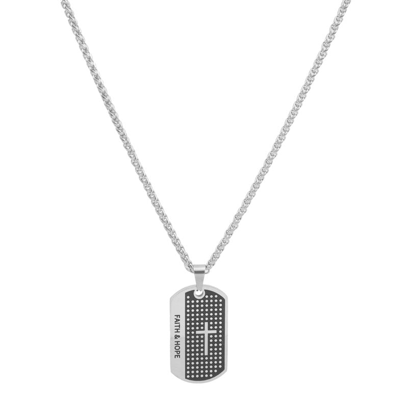 Men's Faith & Hope Printed Cross Military Brand Necklace