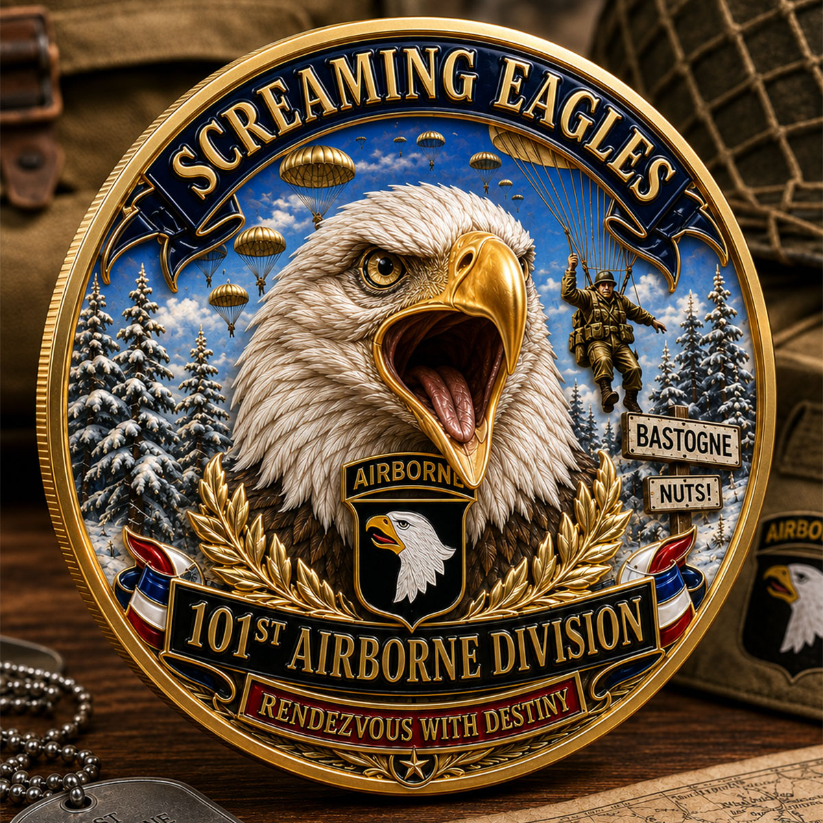 101st Airborne Division Commemorative Metal Medal