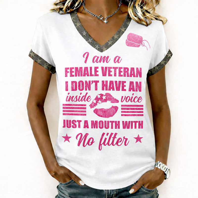 Women's Veteran Printed Casual T-Shirt