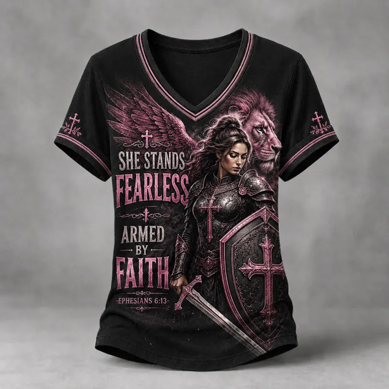 Women's Faith and Female Warrior Art Print T-Shirt