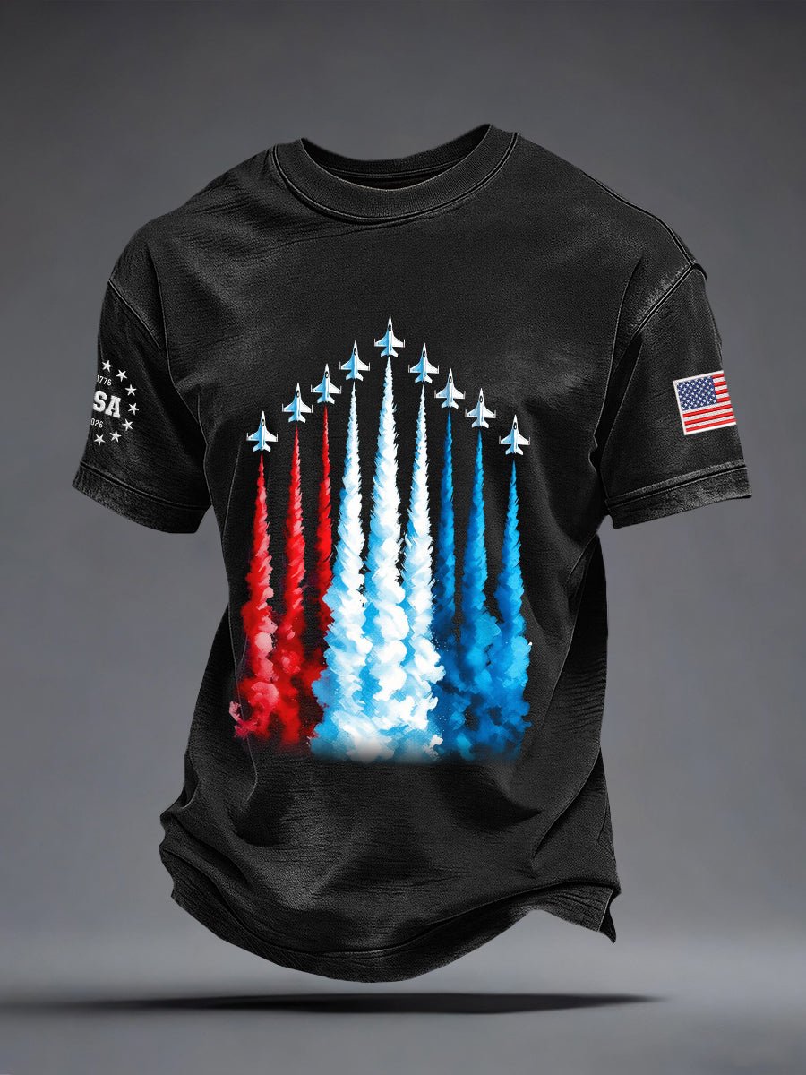 Men's US 250 – Red, White & Blue Sky Tribute Print Casual T-Shirt
