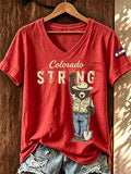Women'S Colorado Strong Printed V-Neck T-Shirt