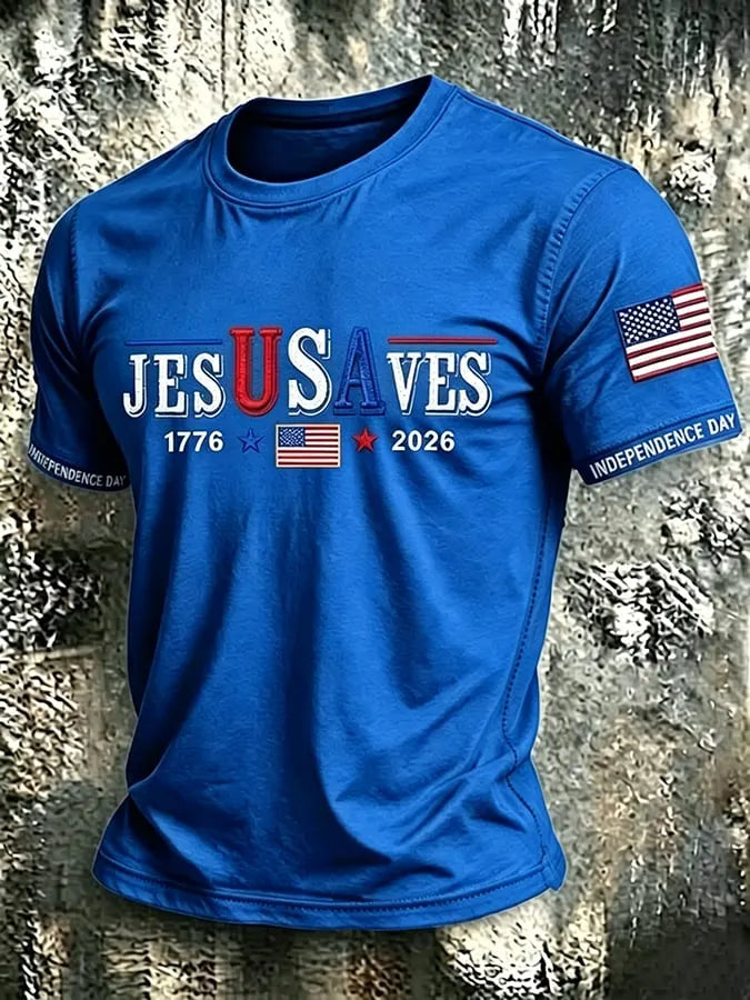 Men's USA 1776-2026 Freedom Faith Printed  Shirt