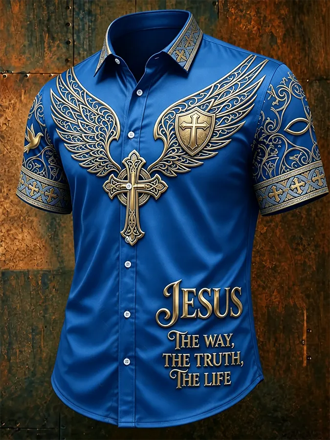 Men's Faith Cross Printed Polo Shirt