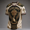 Men's Retro Faith Print  Casual T-Shirt