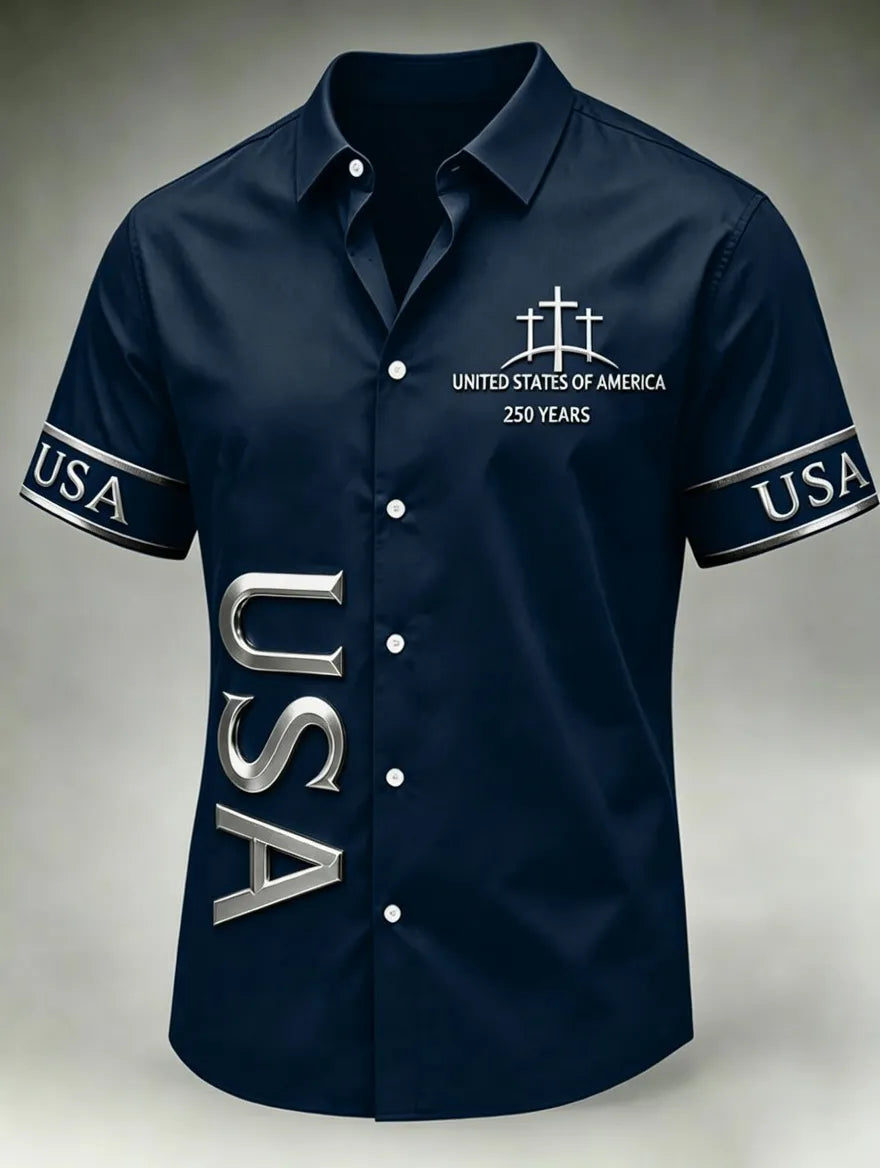 Men's Faith patriotic printed casual shirt