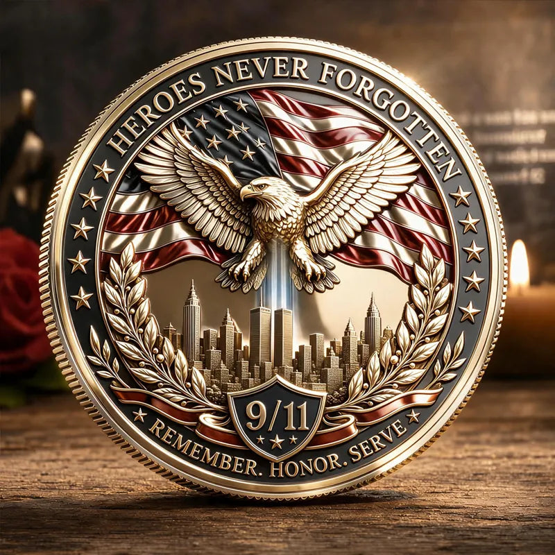 Never Forget 9.11 Memorial Commemorative Metal Medal