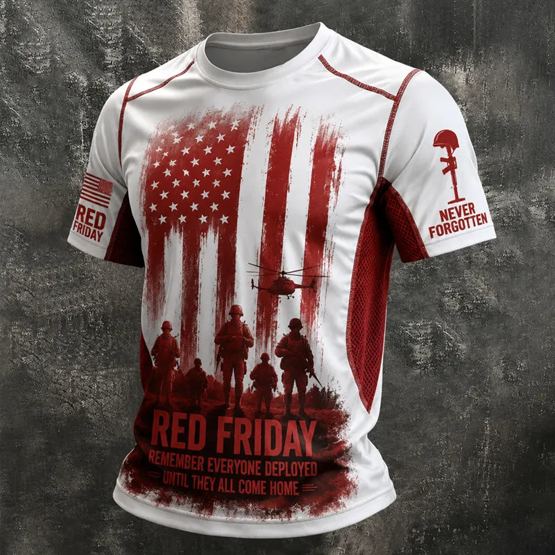 Men's Retro RED FRIDAY Art Print Casual T-Shirt