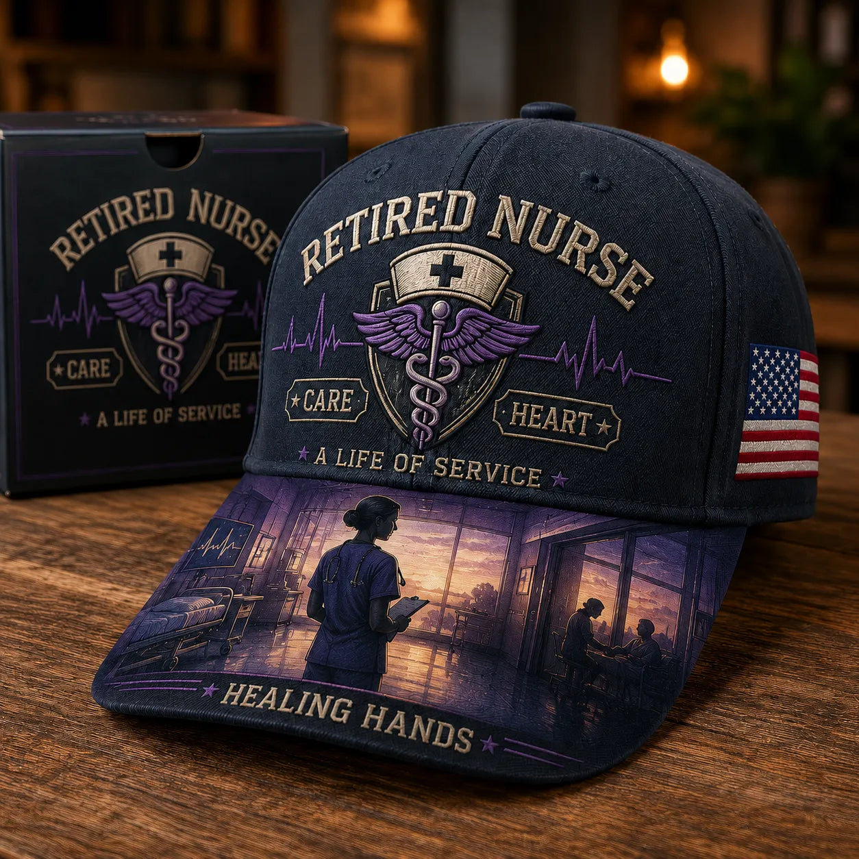 Retired Nurse Healing Hands Commemorative Cap