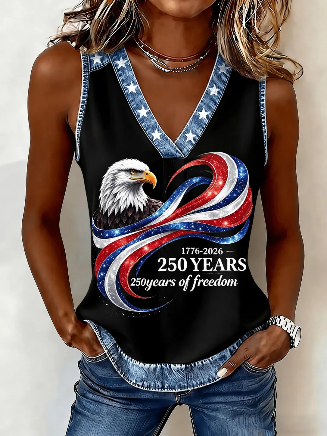 Women'S American 250Th Anniversary Faith Printed Casual Tank Top