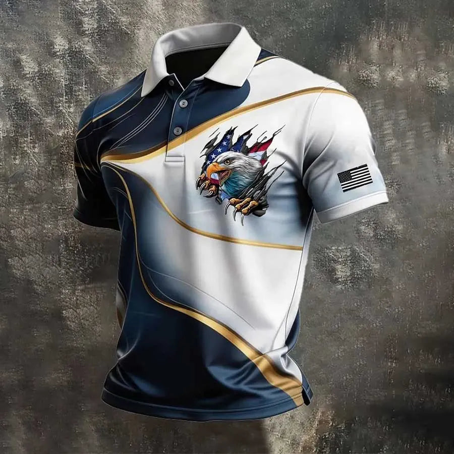 Men's America 250th Anniversary Print Casual Polo Shirt