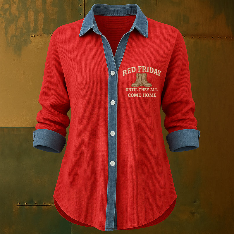 Women's Red Friday Printed Casual Shirt