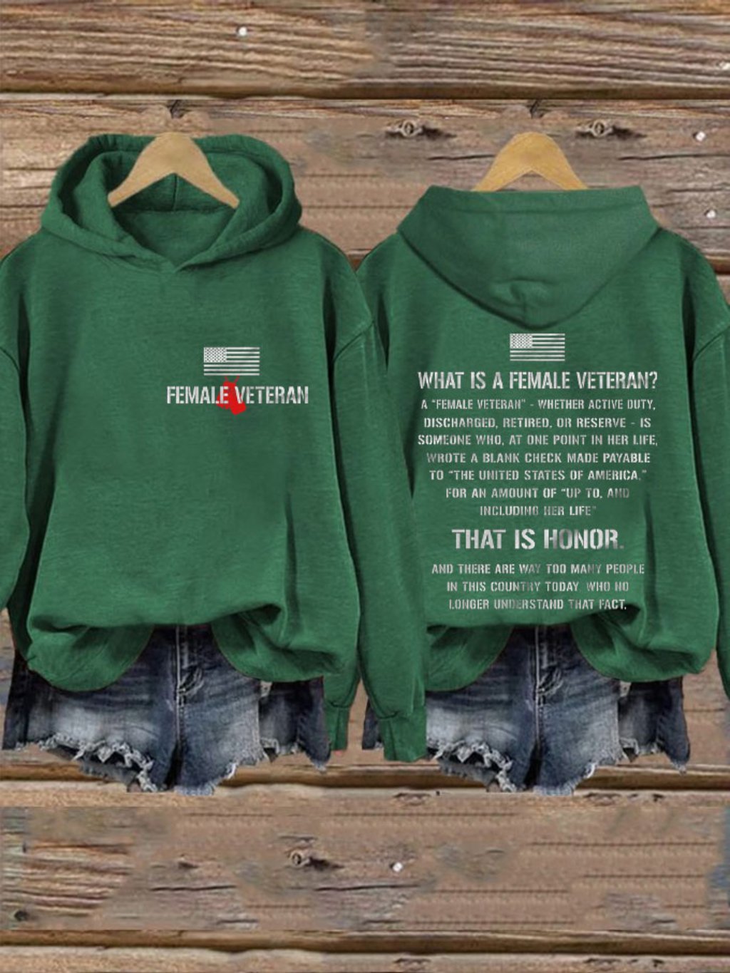 Women's Female Honor Veterans Day Printed Sweatshirt